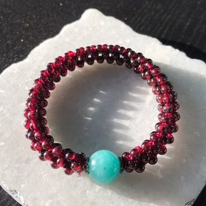Garnet & Amazonite high quality stretchy bracelet